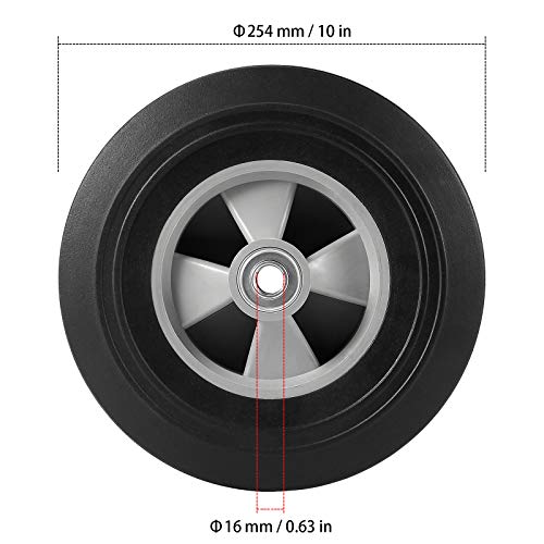 HOZEON 2 Pack 10 Inches Solid Rubber Hand Truck Wheel, 5/8 Inch Axle