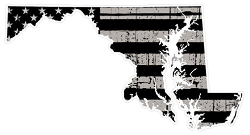 Maryland State (N21) Distressed Flag Vinyl Decal Sticker Car/Truck Laptop/Netbook Window