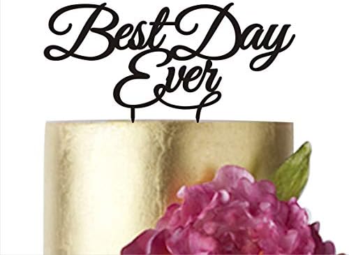 Wedding Cake Toppers Best Day Ever Cake Topper Decor Gold Decorations For Wedding Silver Cak Topper Wedding Gift Happyplywood (Width 5" White)