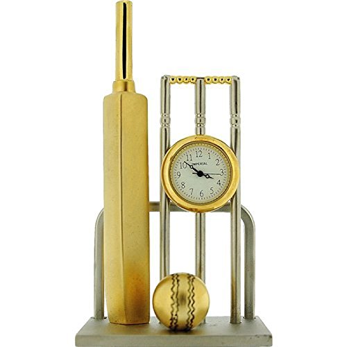 Miniature Two Tone Cricket Bat, Ball & Wickets Novelty Collectors Clock IMP1083
