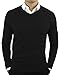 Comfortably Collared Men's Perfect Slim Fit Lightweight Soft Fitted V-Neck Pullover Sweater, Medium, Black