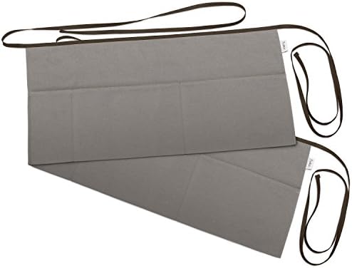 3 Pocket Waist Apron, Kitchen Apron โ SET of 2 Brown Aprons for Waitress or Waiter with 3 Pockets by Rmeny