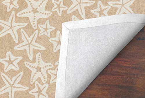 Liora Manne Capri Coastal Starfish Neutral Indoor/Outdoor Rug, 1'8" x 2'6"