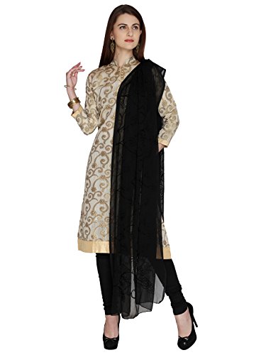 Dupatta Bazaar Woman's Embroidered Black Chiffon  Chunni,Dupatta, Stole with Lace Border