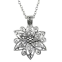 Myhouse Ancient Silver Retro Palace Hollow Flower Necklace Ladies Necklace Jewelry