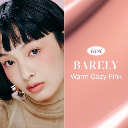 DEAR DAHLIA Petal Drop Blush (Barely) - Weightless Buildable Liquid Blush with High-Pigment, Long-lasting Dewy Finish, Natural Flush. Hydrating, Vegan, Cruelty-Free Korean Makeup for Cheeks. (0.14 oz)