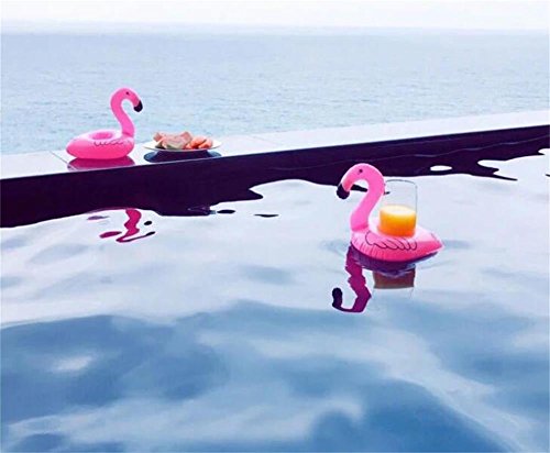 Kingswell Inflatable Drink Holder Float Coaster, 12 Pack Flamingo Inflatable Pool Party Swimming Floatation Toy for Kids and Adults- Pink - Thumbnail 2