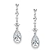 Mariell Linear Pear Shaped Teardrop CZ Bridal Dangle Earrings for Wedding, Prom or Pageant