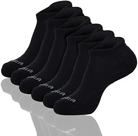 LITERRA Men’s 6 Pack Athletic Ankle Running Socks Low Cut Sport Cushion Tab Sock