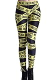 Roseate Women's 3D Digital Print Leggings Workout Running Tights WARNING TAPE