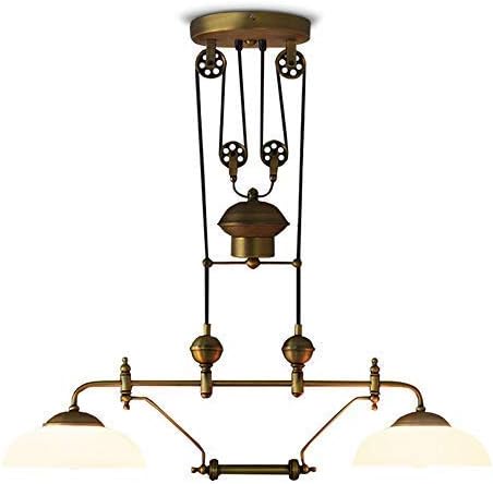 Country Retro Iron Restaurant Industrial Pulley Pendant Lamp Telescopic Chandelier Village Round Loft Restaurant Hanging Lights Bedroom Pendant Lamp E27 * 2 Gold