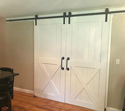 Pipe Barn Door Handle 15" Black Rustic Industrial Style Handle Bar Pull and Push for Gate Cabinet Shed Door,Gate Handles (2 PCS) - Thumbnail 2