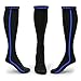 KKUP2U Compression Socks for Men & Women, Medical 20-30 mmHg Graduated Compression for Flight, Maternity, Athletics, Travel, Nurses, Running - Boost Stamina, Circulation & Recovery -Black Blue L