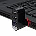Sudroid 3-Port USB 2.0 Rotatable Hub [90°/180° Degree Rotatable] (Black)