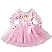 NNJXD Girl Shinny Stripe Baby Girl Long Sleeve Printed Tutu Dress Light Pink 10-12 Months