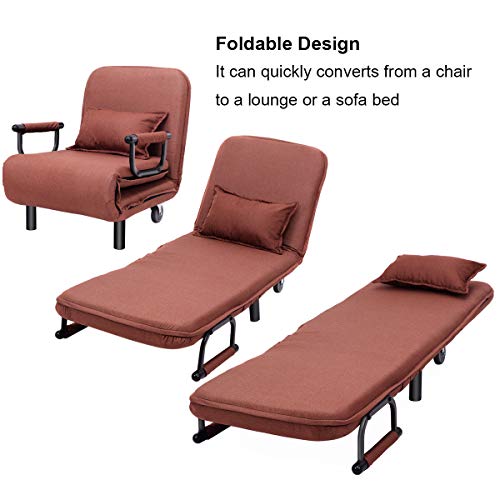 Convertible Sofa Bed Folding Arm Chair Sleeper Leisure Recliner Lounge Couch - Thumbnail 5