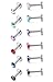 Jstyle 12 Pcs a Set 316L Stainless Steel 16G 2-4mm CZ Nose Piercing Labret Monroe Lip Rings Helix Tragus Cartilage Ear Piercings Studs 6mm Bar Length 3mm