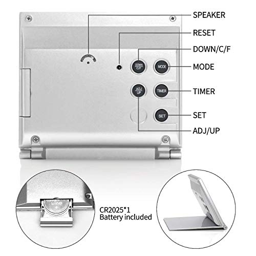 Betus Digital Travel Alarm Clock - Foldable Calendar Temperature Timer ...