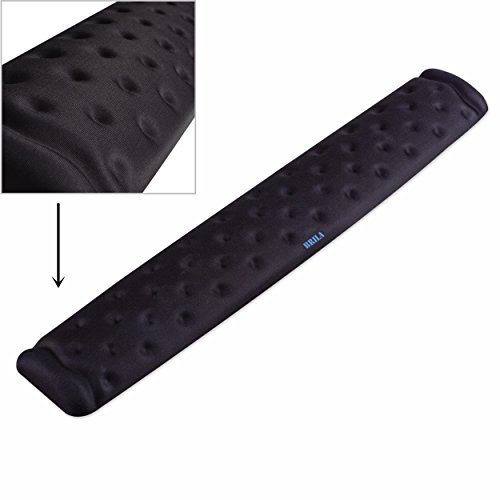 BRILA Memory Foam Mouse & Keyboard Wrist Rest Support Pad Cushion Set for Computer, Laptop, Office Work, PC Gaming - Massage Holes Design - Easy Typing Wrist Pain Reliev (Black Keyboard Wrist Rest)