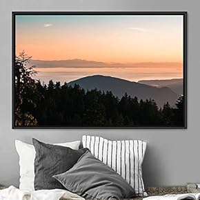 signwin Framed Canvas Wall Art Orange Sunset Abstract...