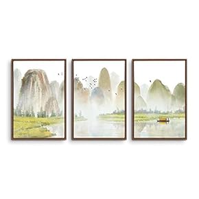 3 Piece Framed Canvas Wall Art Zen Canvas Prints Home Artwork Decoration for Living Room,Bedroom - 16"x24"x3 Panels