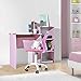 GreenForest Kids Desk with 3 Tier Storage Shelf Wood Computer Laptop Desk Set for Girls Study Desk Set Pink