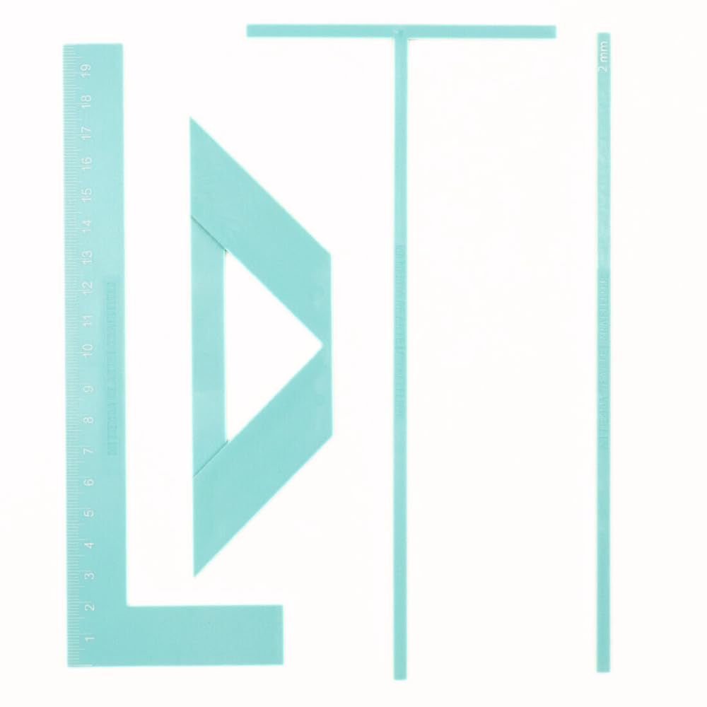 Craftelier - Complete Binding Ruler Kit | Includes L-Ruler + T-Ruler + Separation Guide + Corner Cutting Square + Case + Instruction Manual - Turquoise