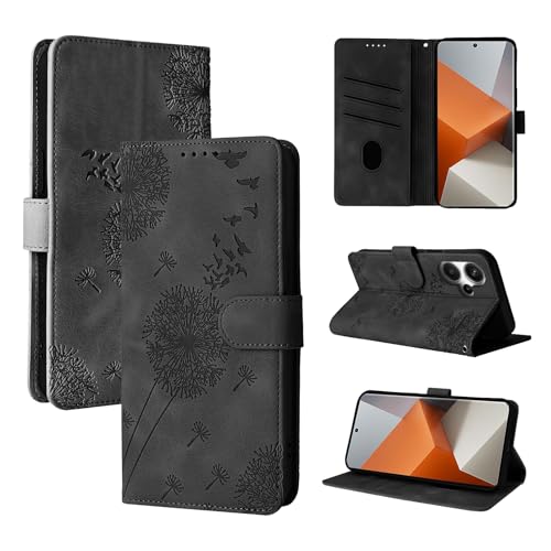 Rostsant Case for Xiaomi Redmi Note 13 Pro+ 5G Dandelion Cover Premium PU Leather Flip Phone Case Wallet Card Slots Protective Cover for Xiaomi Redmi Note 13 Pro+ 6.67 Inches Black — image 1