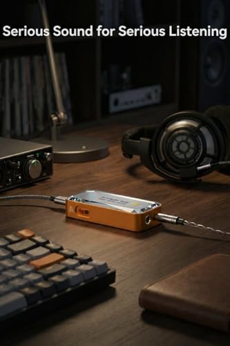Pisendra DAC USB C Amplificador de Auriculares, Dongle DAC Portátil CS43198, 3,5 mm y 4,4 mm, Hi-Res 32 bits/768 kHz, DSD256, Adaptador Audio para IEM, Smartphone, Tablet y PC, Naranja | DAC USB C CS43198, Hi-Res, salidas 3,5 mm y 4,4 mm