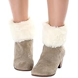 WonderFit Womens Fur Trim Boot Cuff Top Cover Leg Warmers