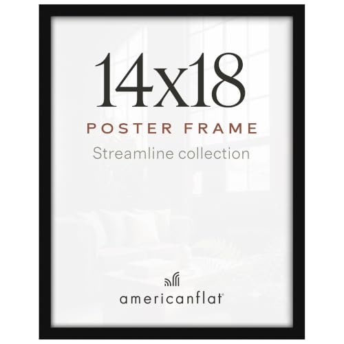 Americanflat 14x18 Picture Frame with Polished Plexiglass - Streamline Collection - Thin Border Picture Frame for Wall Display - Hanging Hardware Included - Black