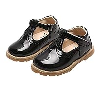 WUIWUIYU Toddlers Little Girls Retro T-Strap Princess Oxfords Mary Jane Flats School Dress Shoes Black Size 8.5 M