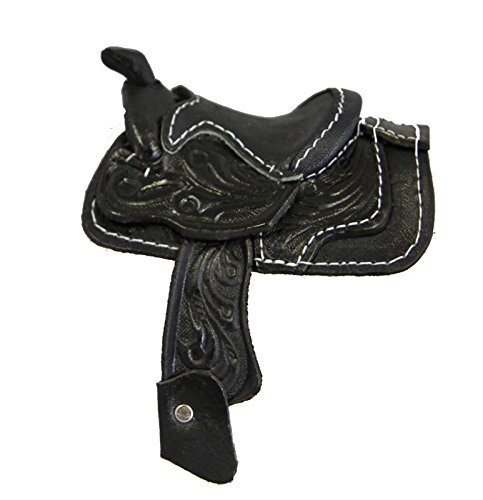 Miniature Western Saddle Genuine Tooled Leather 2" Seat