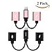 [2 Pack] iPhone 8/8 Plus Dual Lightning Adapter & Splitter, Double Lightning Port Jack with Audio, Charge and Sync Data for iphone 7/7 Plus, Compatible with iPhone X and ios 11