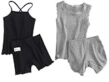 JELEUON 2 Pack of Little Girls Soild Cami Super Soft Undershirts Tank Top with Safety Boyshorts Shorts Set