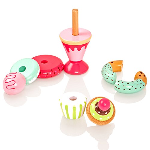 Milly & Ted Wooden Dessert Set mit Kuchen und Eiscreme - Childrens Wood Playfood Toy - Kinder Spielen Spiel Essen – Bild 5