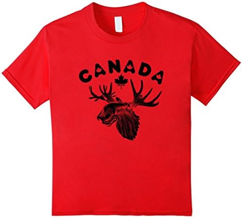 Kids Canada Moose T-Shirts, Canadian Hockey Vintage Tee 8 Red