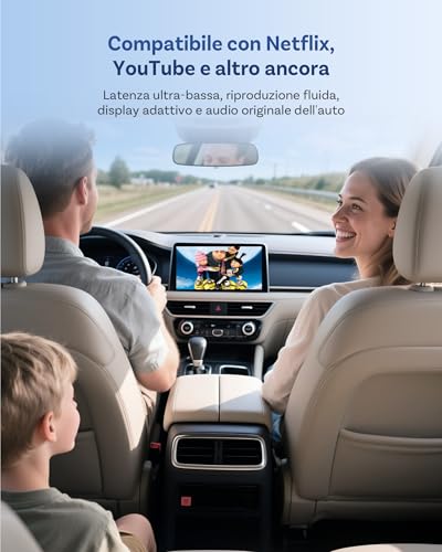 OTTOCAST Play2Video Ultra, Adattatore CarPlay Wireless & Android Auto Adattator con Netflix YouTube WiFi 6 5G Bluetooth 5.4 Adattatore CarPlay Netflix per la maggior parte delle auto dal 2016