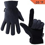 OZERO Deerskin Suede Leather Palm and Polar Fleece Back with Heatlok Insulated Cotton Layer Thermal Gloves, X-Large - Grey-Black