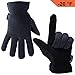 OZERO Deerskin Suede Leather Palm and Polar Fleece Back with Heatlok Insulated Cotton Layer Thermal Gloves, Large - Grey-Black