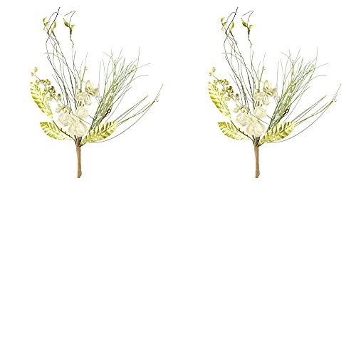 Platinum Glittered Artificial Pine and Dogwood Sprays | 2 Sprays | for Indoor Decor