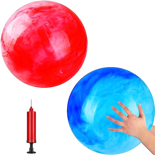 GCQJOQ Pcs 18 Inch Marbleized Bouncy Balls for Kids Large-Sized Ball  Inflatable Rubber Playground Sensory Ba