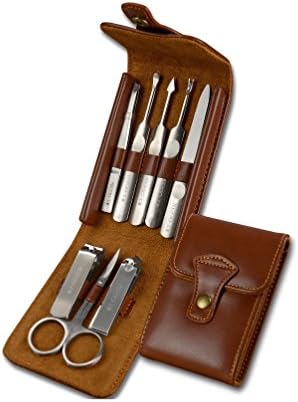 Nail Clippers Set, HPChoice 8pcs in 1 Stainless Steel Ear Wax Removal Exfoliating Scrub Tweezers Manicure Curved Nail Pliers Hairdressing Scissors Set Foot Manicure Pedicure Tools Kit