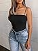 BEAGIMEG Women's Spaghetti Strap Bodysuits Tops Back Adjustable Solid Basic Leotard Black