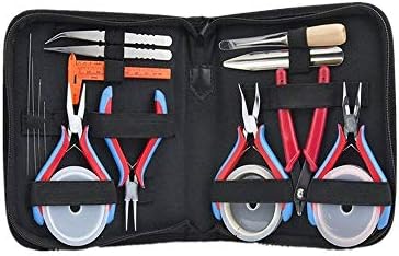Jewelry Tools Kit 15Pcs Includes High Grade Pliers Tweezers Caliper Awl Beedscoop Needles Copper Wires, Repair Tool, DIY, Crafting Kit, Beading Tools, Gift Set, Storage Case