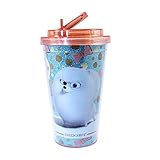 Silver Buffalo PT0184G Universal The Secret Life of Pets Polka Dot and Glitter Gidget Plastic Cold Cup with Flip Straw, 16-Ounces