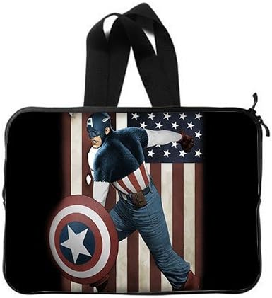 Custom Unique Design Cartoon Anime Superhero Captain America Pattern Laptop Notebook Computer Netbook Soft Neoprene Sleeve Bag Case Cover for Apple Macbook Pro 15 inch(Two Sides)