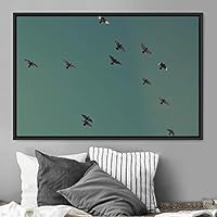 Framed Canvas Wall Art Flying Together Birds Farmhouse/Country Group Group Multicolor Photography Realism Relax/Calm Warm - 16x24 inches