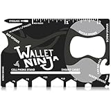 Wallet Ninja Multitool Card – 18 in 1 Credit Card Multi-Tool (Bottle Opener, Can Opener, Screwdrivers, Phone Stand & More) – Black