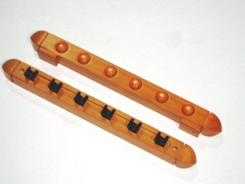 SGL 2 PIECE OAK POOL/SNOOKER CUE RACK HOLDS 6 CUES (S318)**
